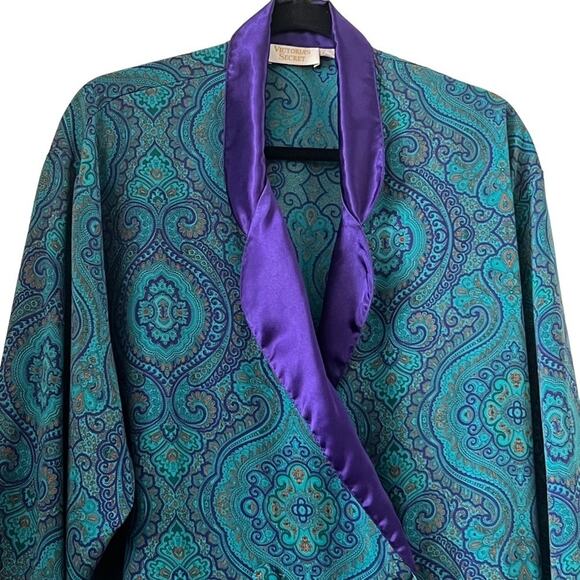 Victoria Secret Gold Label Paisley Print Sleepwear Classic Nightshirt Size L - Picture 3 of 8